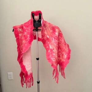 Vibrant Handmade Wool Scarf with Fringe